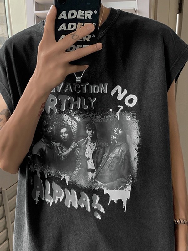 T-Shirts mit verwaschenem Distressed-Print für Herren-1