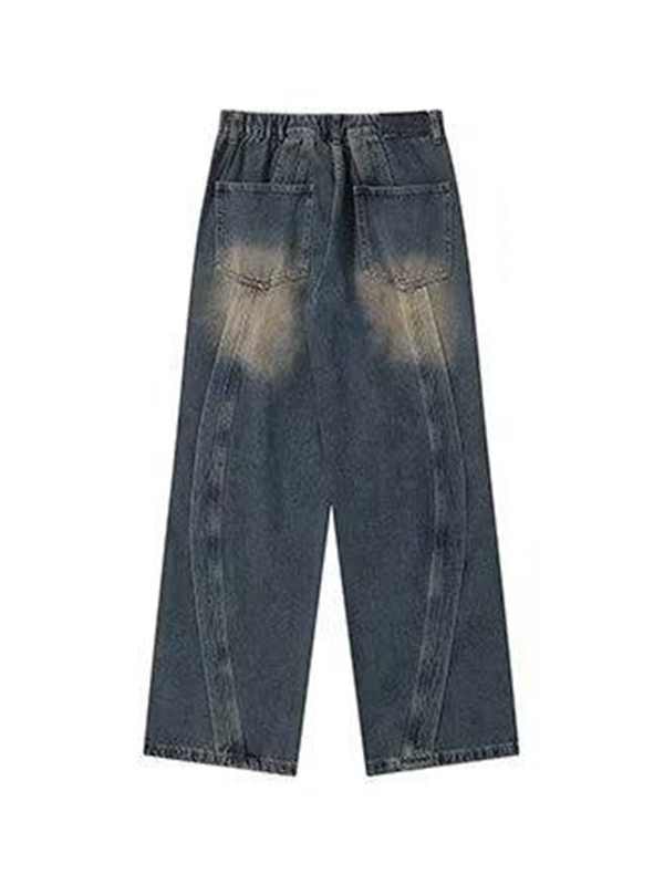 Verwaschene, lockere Patchwork-Jeans für Herren-4