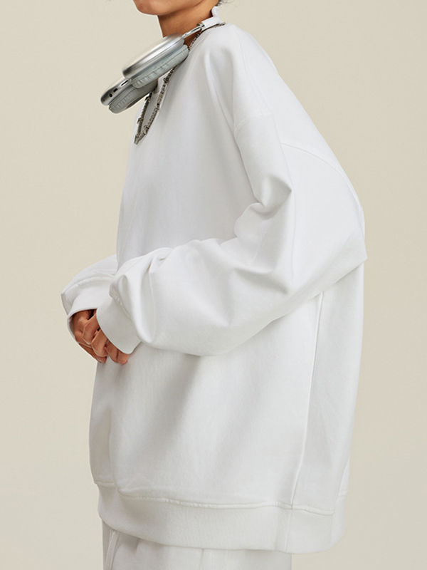 Einfarbiges Herren-Sweatshirt mit Rundhalsausschnitt-1