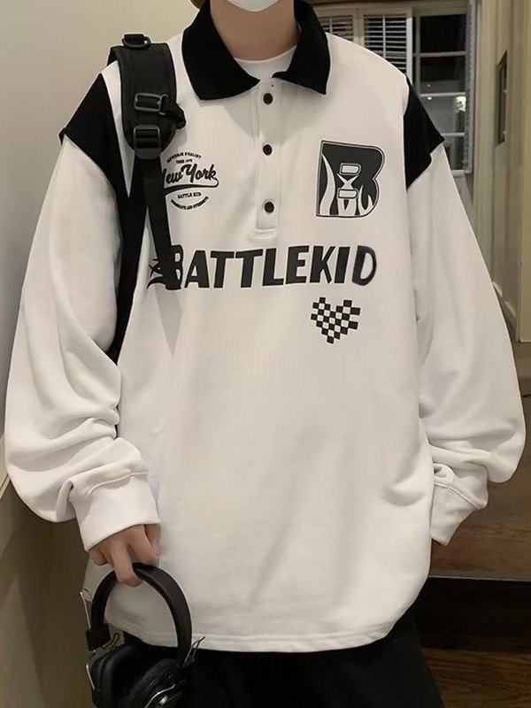 Patchwork-Sweatshirt mit Racing-Grafik für Herren-2