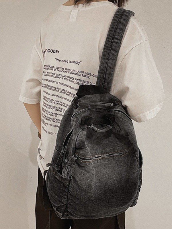 Denim-Rucksack mit Farbverlauf in Vintage-Waschung-3