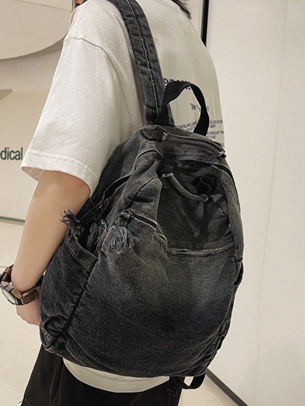 Denim-Rucksack mit Farbverlauf in Vintage-Waschung-1